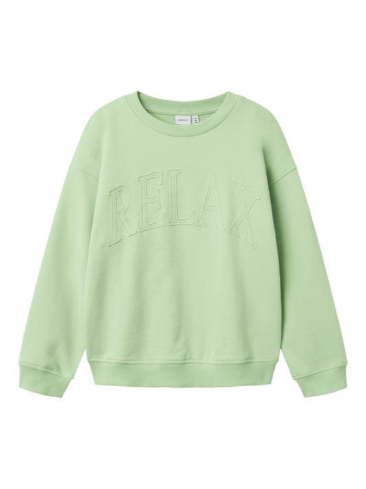 Name it: sweater green " RELAX"
