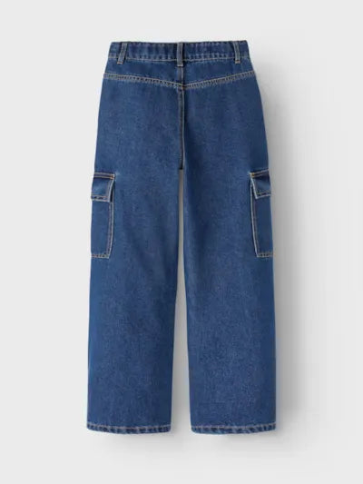 Name it: CATO: Wide Jeans with pocket: dark blue denim