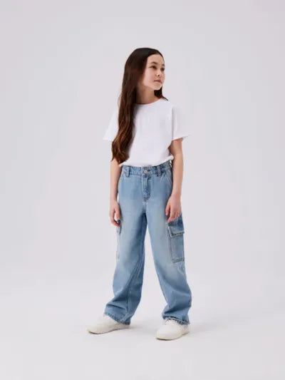 Name it:SOFIA: Wide Jeans with pocket: Light Blue Denim