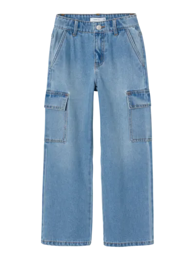 Name it:SOFIA: Wide Jeans with pocket: Light Blue Denim