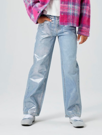 Name it: NONA: wide jeans staight  Silver foil