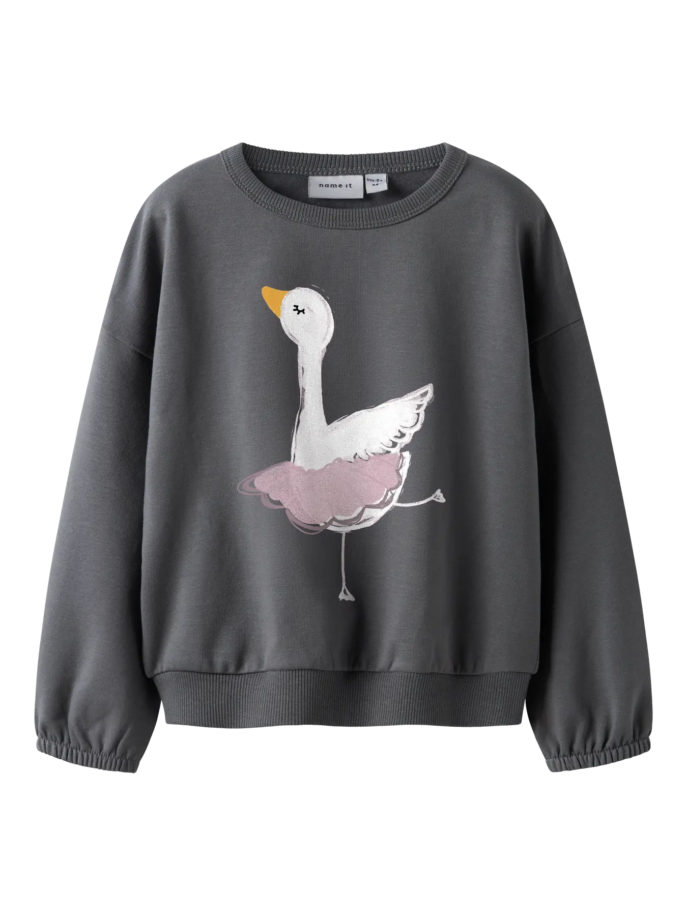 Name it: sweater antraciet zwaan