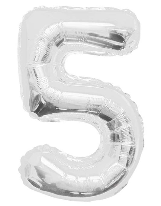 Cijferballon zilver XL nummer 5