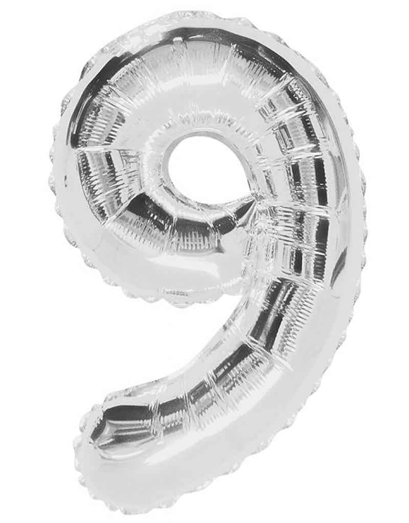Cijferballon zilver XL nummer 9