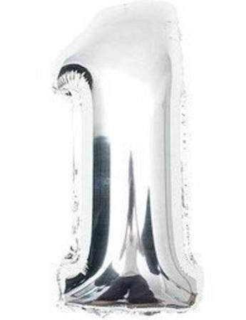 Cijferballon zilver XL nummer 1
