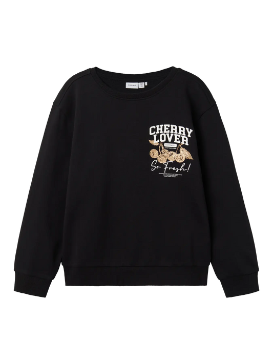 Name it: Sweater black kersen goud