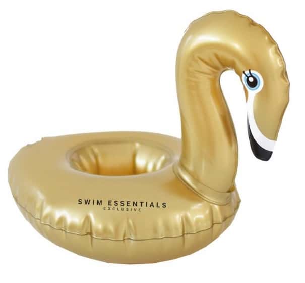 Swim essentials:Opblaasbare bekerhouder Gouden zwaan