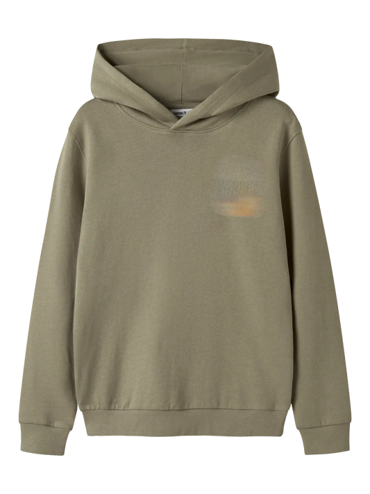 Name it: Hoodie green "Exploring"