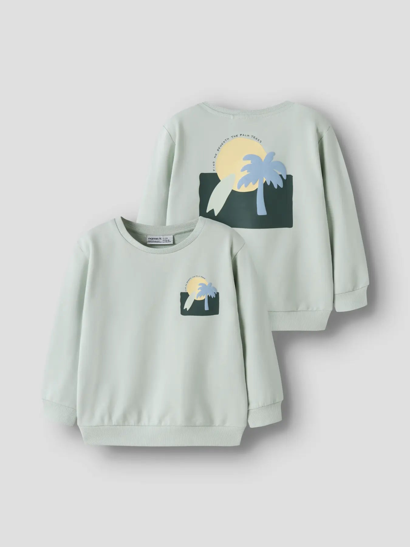 Name it: Sweater "Palmtree" pale aqua