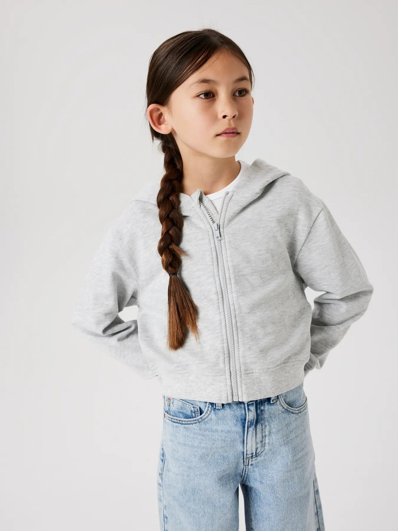 Name it: short cardigan light grey melange