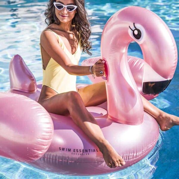 Swim Essentials: Opblaasbare Flamingo luchtbed Rosé goud