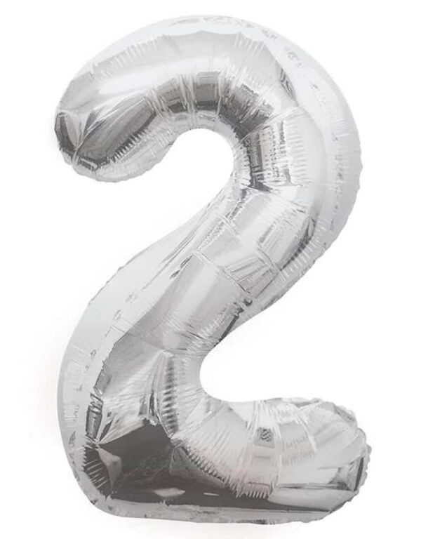 Cijferballon zilver XL nummer 2