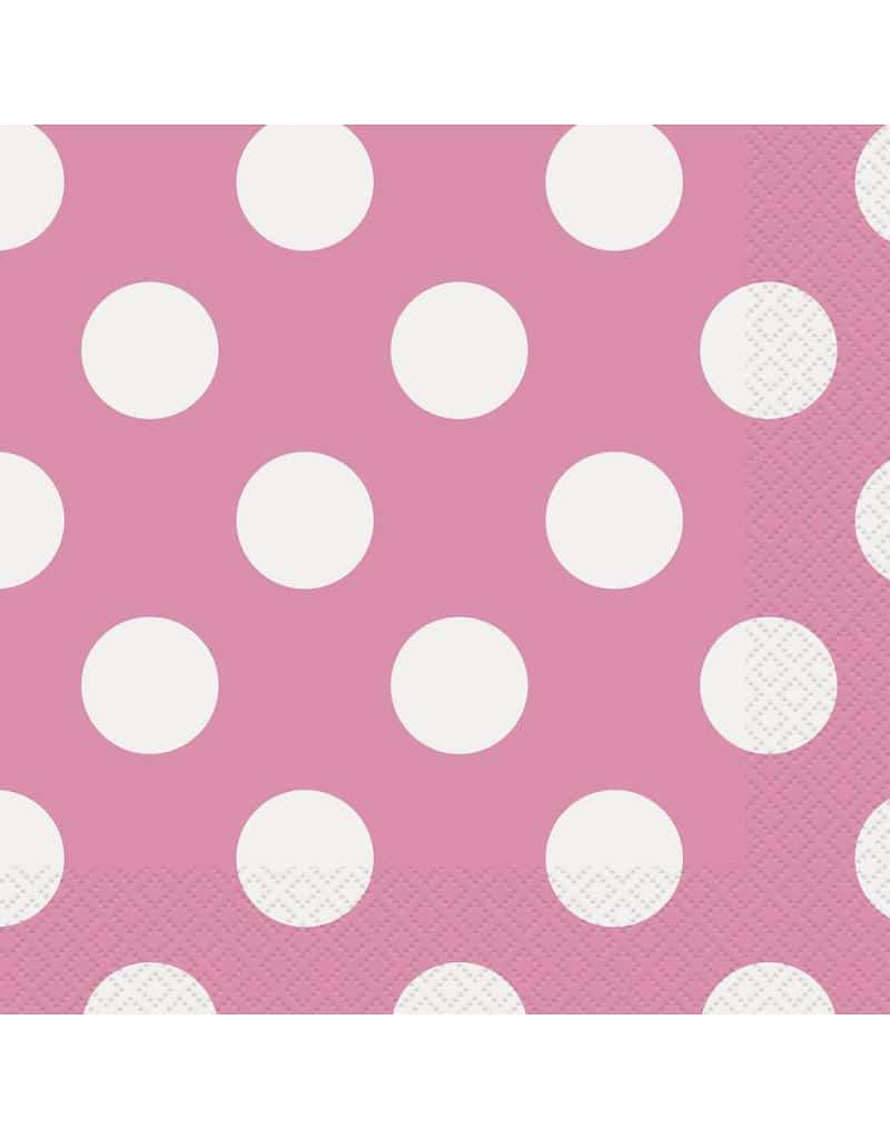Papieren servietten roze met witte stip