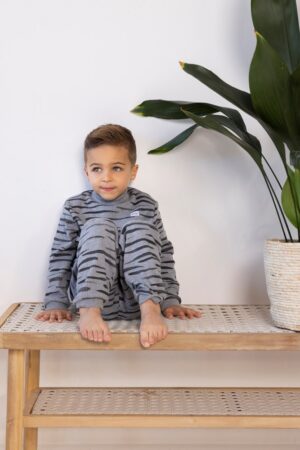 Feetje: pyjama grijs melange zebra
