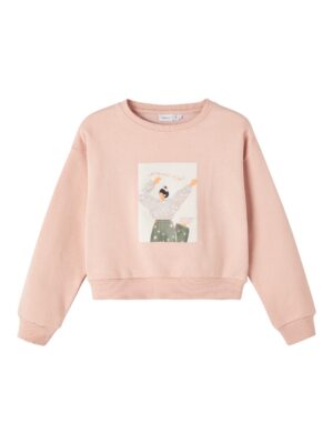 Name it: short sweater:Rose Smoke